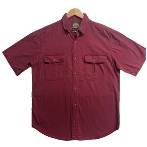 Cabelas Outdoor Gear Shirt Mens L Red Cotton Button Up Short Sleeve Fishing